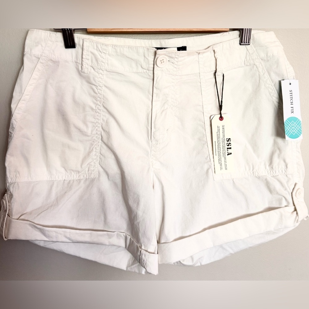 Sanctuary White Cargo Shorts Size 6 Terrain NWT Summer Casual Rolled Hem Pockets